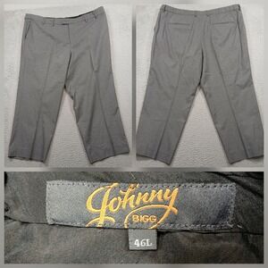 Johnny Bigg Dress Pants Mens 46L Grey Textured Flat Front‎ Classic Fit Office